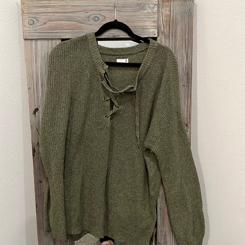 Juniors So Lace Front Tunic Sweater
